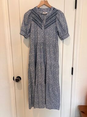 Madewell Embroidered Puff-Sleeve Midi Dress in Cottage Garden